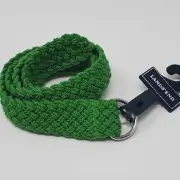 NWT LANDS' END WOVEN BRAIDED BELT EMERALD COVE GREEN D-RING GIRLS YOUTH MEDIUM