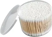 AUTSUPPL 500pcs Double-head Bamboo Stick Cotton Swabs Makeup Cotton Buds for Women Swab Case Nail Polish Eye Makeup Remover for Home Shop Use