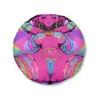 Anime Waifu Tufted Round Floor Pillow Vibrant Psychedelic for Anime Lovers
