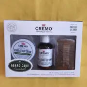 CREMO Beard Grooming Kit FOREST BLEND 4oz Beard & Scruff Cream Softener Comb Set