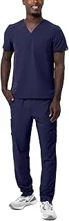 [Adar Uniforms] Adar Addition Scrub Set for Men - Classic V-Neck Scrub Top & Cargo Scrub Pants