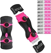 Razor Blade Scraper, Double Edged Razorblade Scraping Tool With 20Pcs Blades for Glass, Decals, Stickers, Labels, Caulk, Adhesive Remover (Pink)