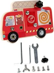 BCOATH Fire Fighting Truck Screwdriver Board Educational for Early Learning Cognitive Development Coordination Skills Lightweight and Portable Present