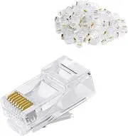 RJ45 Connectors Crimp Ends 8P8C UTP Network Plug for CAT5E CAT5 CAT6 Stranded Cable Solid Crystal Head, CAT6 / CAT5e RJ45 Connector, Ethernet Cable Crimp Connectors (100-Pack)