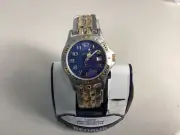 Benrus Watch BNW722 Calender 100ft Water Reistant Stainless Steel Blue Face NWOB