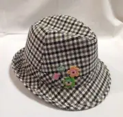 NWT Gymboree IMAGINARY FRIENDS black white grey houndstooth check fedora hat 5-7