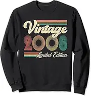 [X.Style] Born in 2008 Vintage 15th Birthday Retro 15 Year Old Sweatshirt ds988 Sweater (S) Black