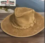 Minnetonka Cowboy Hat Brown Suede Leather Small Outback Deadstock Dundee NU USA