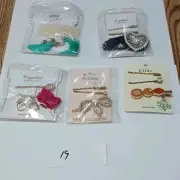 Lot New 5 Pc Hair Barrett Clips & Jewelry Gift Bag White Elephant Grab Bag #19