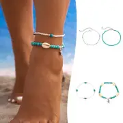 Ladies Summer Boho Style Beaded Footwork Beach Style Casual Rice Beaded Anklet