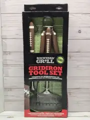 New Backyard Grill Gridiron 3 Piece Football Themed Grilling Set BBQ