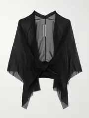 [Rick Owens] Rick Owens - Asymmetric Silk-chiffon Jacket - Black - IT38 IT 38 Black