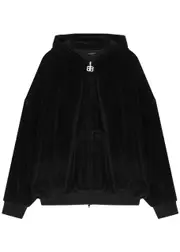 Balenciaga Crystal-embellished Hooded Velour Sweatshirt - Black - 2 (UK 10 / S) 2 (UK 10 / S)