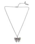 Kurt Geiger London Pave Eagle Head Bow Mini Pendant Necklace in Rhodium Plated, 16-18