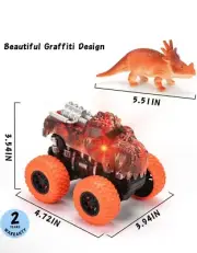 Dinosaur Monster Trucks with Toy Dinosaurs - Pull Back Cars with Lights & Sounds