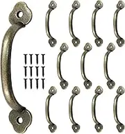 Hitefu 12Pcs 4 Inch Rustic Barn Door Handles, Bronze Vintage Metal Gate Pull Handle 3.15 Inch Hole to Hole, Plum Blossom Zinc Alloy Furniture Handle for Cabinet Garage Closet Drawer Cupboard Wardrobes