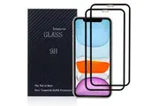 (2 Pack) Apple iPhone 11 Screen Protector Full Coverage Tempered Glass Case Friendly Screen Protector - Black
