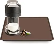 TOHONFOO Silicone Coffee Maker Mat With Lip, 19.7'' x 15'' Heavy Duty for Countertops, Tray Fit Under Appliance Automatic Machines Espresso Accessory, Brown