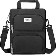 MOSISO 360 Protective Vertical Tablet Shoulder Bag Compatible with iPad Pro 12.9 inch M2 & M1 (6th/5th/4th/3rd Gen) 2022-2018,Surface Pro 12.3 inch X/7/6/5/4/3/2/1 with 2 Curved Pockets, Black