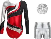 [Yhong] Kids Girls Gymnastics Leotards Set Long Sleeve Biketard Tank Unitard Sport Jumpsuit Dancewear