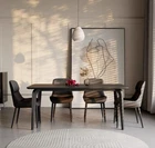 BLACK OR WHITE SINTERED STONE TOP DINING TABLE DESK BLACK METAL LEGS BRAND NEW