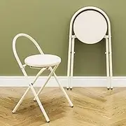 Foldable Home Folding Chair, Round Bar Stool with Backrest, Portable Tall Folding Stool Chair for Indoor Outdoor, Easy to Store