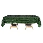 60x102 Green Taffeta Rectangle Tablecloth Leaf Petals Design