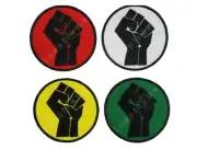 Black Power Fist Embroidered Sew/Iron On Patch Black Lives Matter Hook & Loop