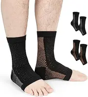 Plantar Fasciitis Compression Socks, Achilles Tendonitis Relief - Toeless Ankle Compression Sleeve for Heel Spurs, Foot Swelling & Fatigue - Arch & Ankle Brace 2 Pairs(L/XL)