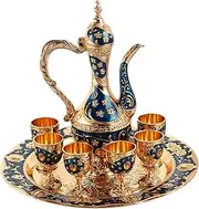 Vintage Style Turkish Tea Set with Cups Water Serving Set Home Decor Wedding Gift, Blue/689/550