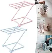Dishwashing Cloth Holder, Multifunctional Foldable Dish Rag Holder for Kitchen Sink, Punch-Free Above The Sink Dish Drying Rack Sponge Holder, Utensil Drying Rack Hairband Display Rack /1(Blue+Pink)