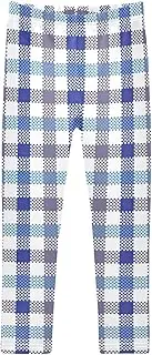 [Joisal] 4T Girls Leggings Blue White Gingham Pattern Leggings for Girls Comfortable Stretchy Pants