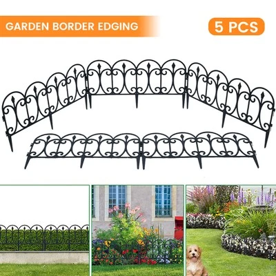 5Pcs Plastic Lawn Border Edge Garden Edging Picket Fencing Set Yard tyhqo