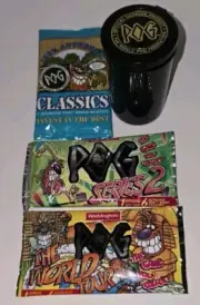 Pogs Sealed Pack Bundle! Classics, Series 2 ,The World Tour Plus Black Pogtainer