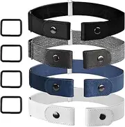 [Gudalea] 4 Pack No Buckle Elastic Waist Belt for Women Men, No Buckle Belt, Stretch Belt, Adjustable Stretch Waist Belt for Jeans Pants Dress