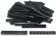 Lego 50 New Black Plates 1 x 8 Stud Pieces