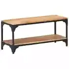 Coffee Table Vintage Storage Shelf Metal Frame Black Solid Wood Acacia vidaXL