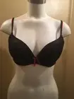 Simply Basic Women's Plunge Bra SIze 36B Black with Red azalea