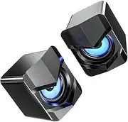 2pcs Compact Desktop Speakers USB Wired Multimedia Loudspeaker Boxes with Powerful Subwoofer for Home Office School Use Omnidirectional Sound Effect Volume Control