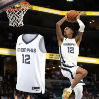 在飛比找Yahoo奇摩購物中心優惠-Nike 球衣 Ja Morant 男款 白 藍 莫蘭特 灰