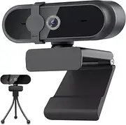 Gubbett Webcam 1080P with Microphone and Webcam Cover, Tripod, Plug & Play, for Laptop, PC, Desktop, for Live Streaming, Video Call, Conference, Online Teaching, Game