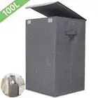 100L Large Laundry Basket Washing Clothes Storage Folding Basket Bin Hamper Lid.