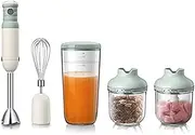 Hand Blender, Turbo for Finer Results, 4-in-1 Set Includes BPA-Free Food Chopper/Egg Beater/Beaker, Ergonomic Grip, Detachable