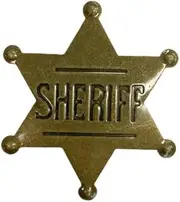 Metal Sheriff Badge, Gold-Coloured Star Design, Costume Accessory (Ancient Bronze)