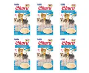 6PK Inaba Churu Tuna w/ Scallop Flavour Recipe Cat/Kitten Pet Food Treat Pack
