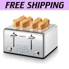 Elegant Stainless Steel 4-Slice Toaster with Extra Wide Slots & Dual Controls
