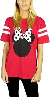 [Disney] Womens Minnie Mouse Varsity Football Tee Red Heather
