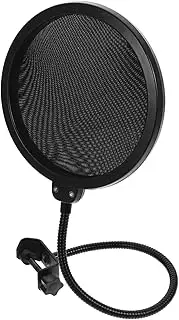 SWOOMEY Microphone Filter Mask Shield Sound Absorbing Cover with Clamp Protective Mic Guard for Microphones Durable Metal Mesh Design Easy Installation Black