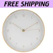 10" Quartz Silent Wall Clock in White and Gold - Elegant Scandinavian Design