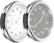 2sets Luminous Car Dashboard Clock Self Adhesive Auto Clock for Easy Reading Low Light Durable White Black Design for Convenient Installation Vehicles 2pcs*2